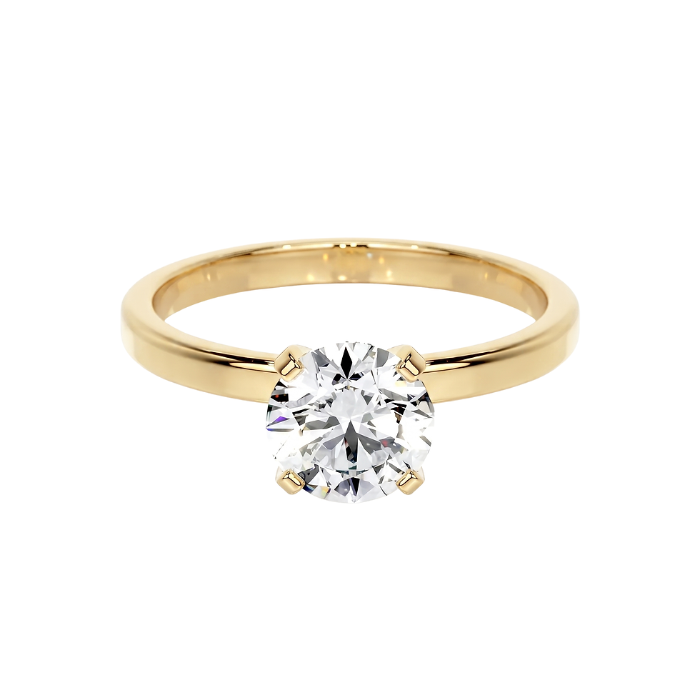 Thumbnail: 1 ct round lab grown diamond ring in 14K gold by Rossa Diamond