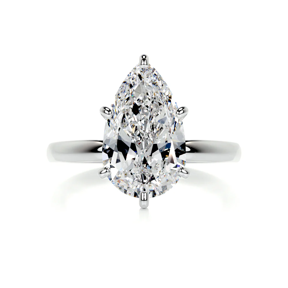 4.00ct White Pear Lab Diamond Ring