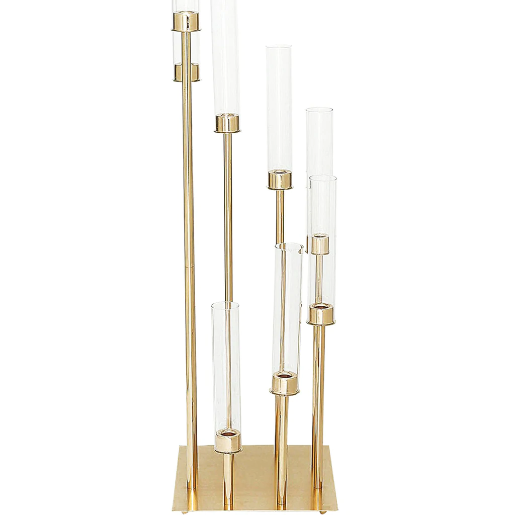 8 arm gold taper candle holder