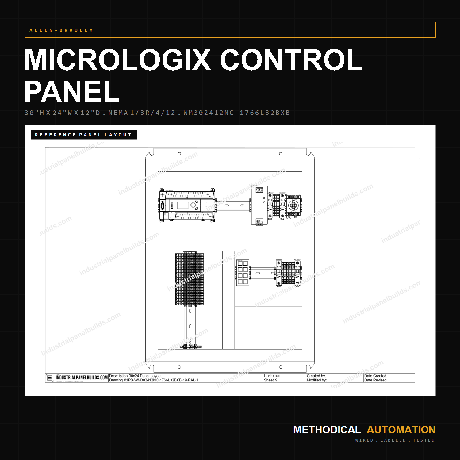 30"H x 24"W x 12"D Panel — Allen-Bradley MicroLogix 1766-L32BXB
