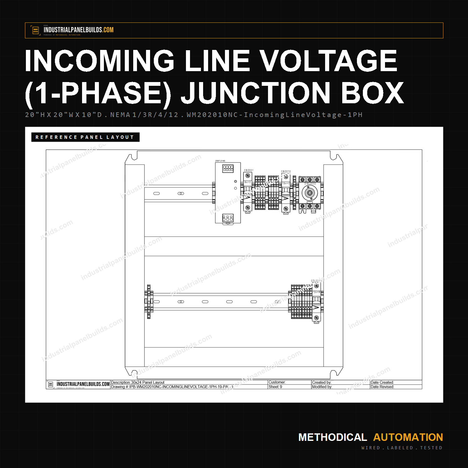 20"H x 20"W x 10"D Junction Box — Incoming Line Voltage (1-Phase)