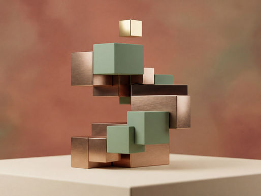 Abstract blocks of gold and green