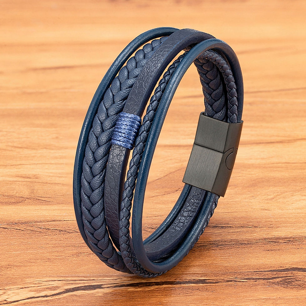 Miniatura: XQNI Luxury Fashion Hand-Woven Leather Bracelet Multilayer Men's Bangles Stainle