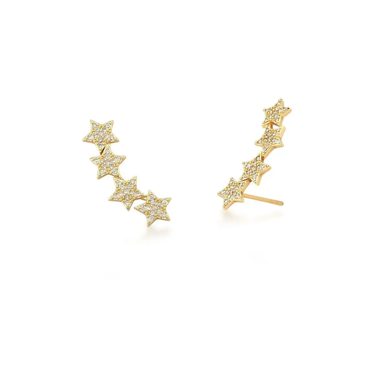 Brinco Estrelas c/ banho de ouro e zircônias