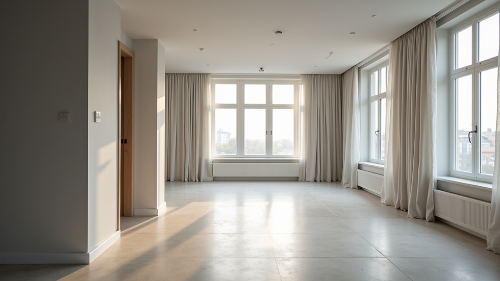 Vue rapprochée d'un appartement propre après nettoyage de fin de bail