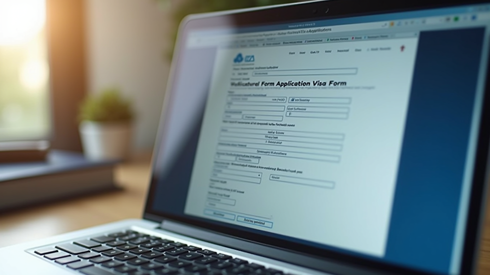 Close-up view of a medical visa application form on a laptop screen