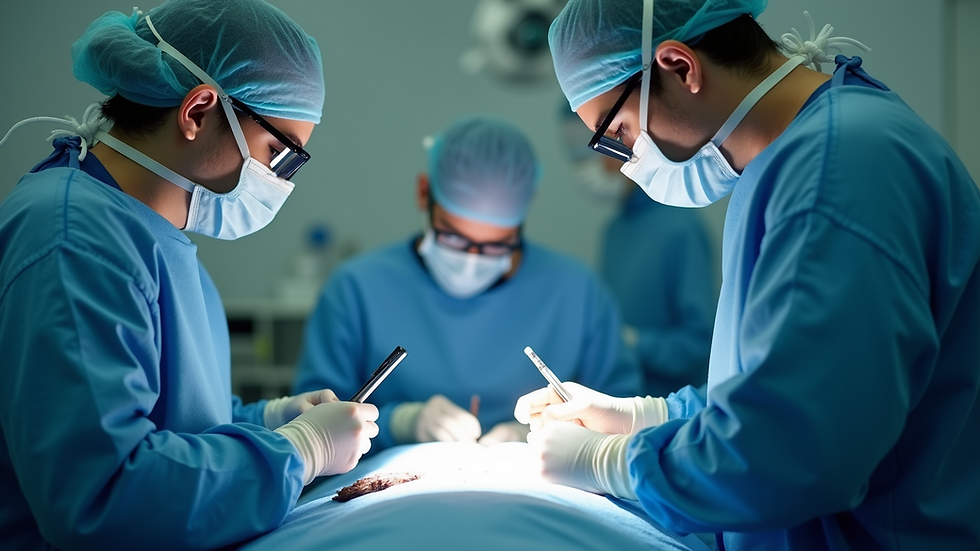 Close-up view of a patient receiving robotic surgery in a high-tech operating room