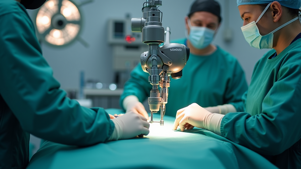 Close-up view of a robotic surgical system in operation