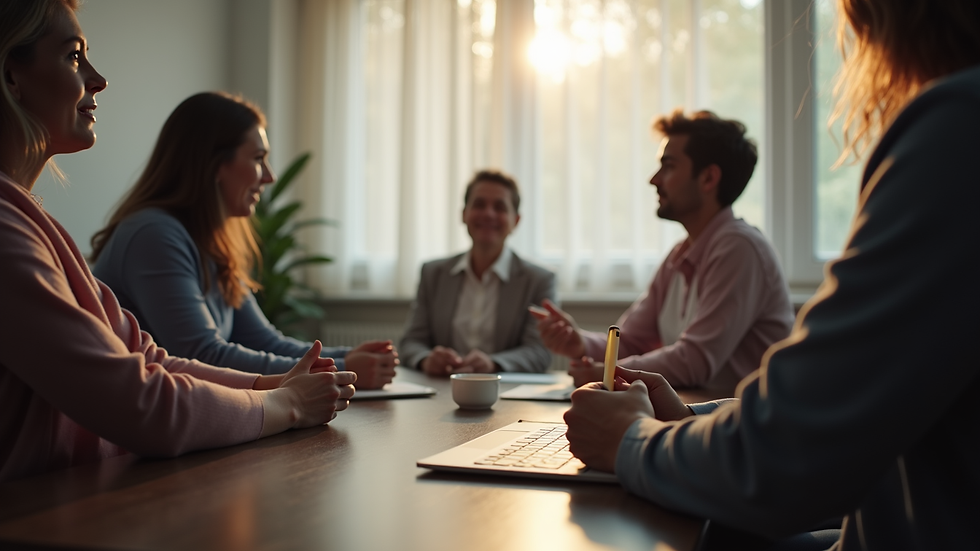 Eye-level view of a smoking cessation support group meeting