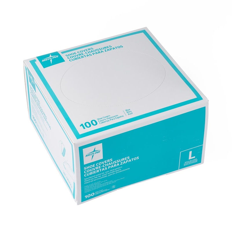 Miniature : Shoe Cover - Spunbonded Polypropylene Non-Skid , Blue, Regular/Large 100/box