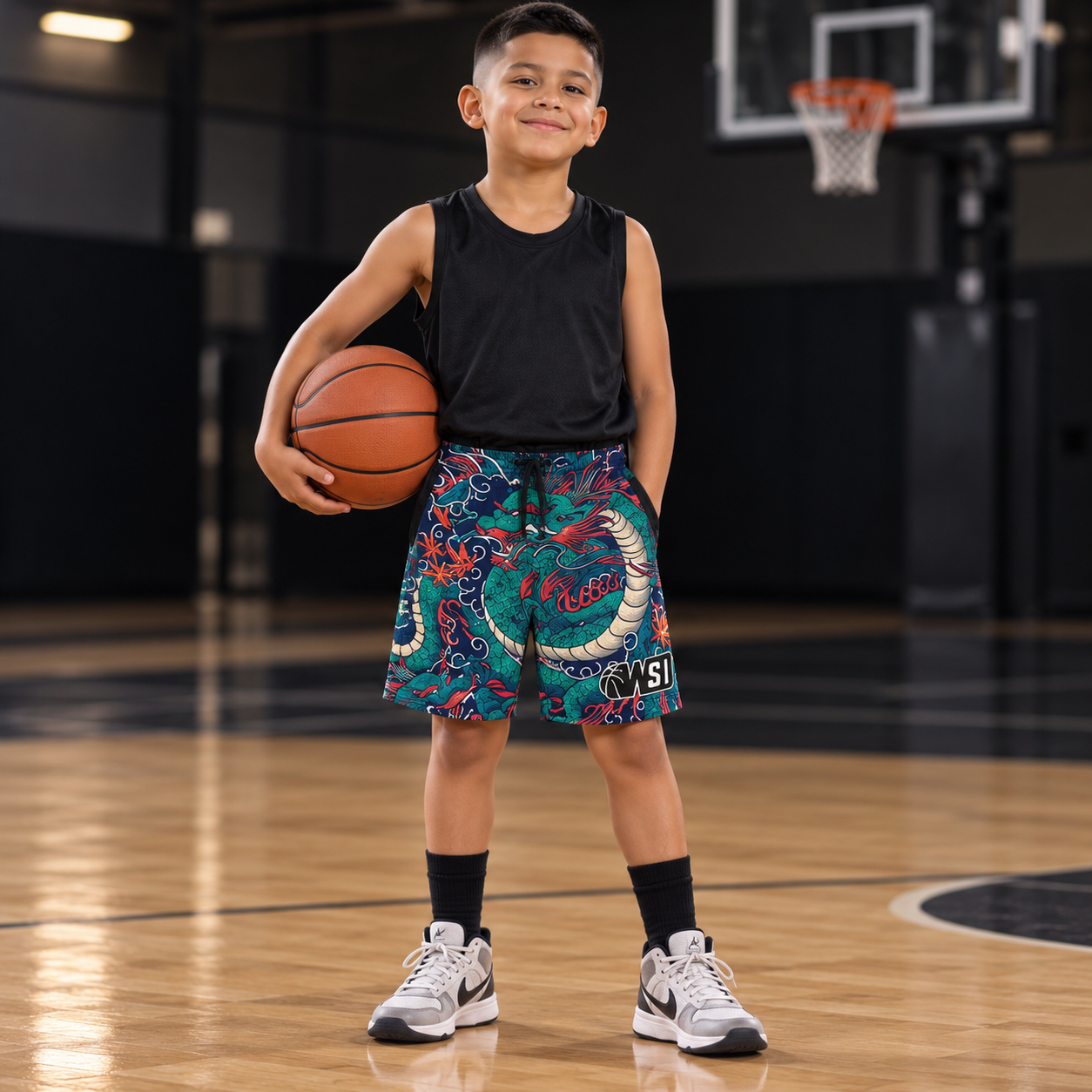 Teal Dragon Shorts