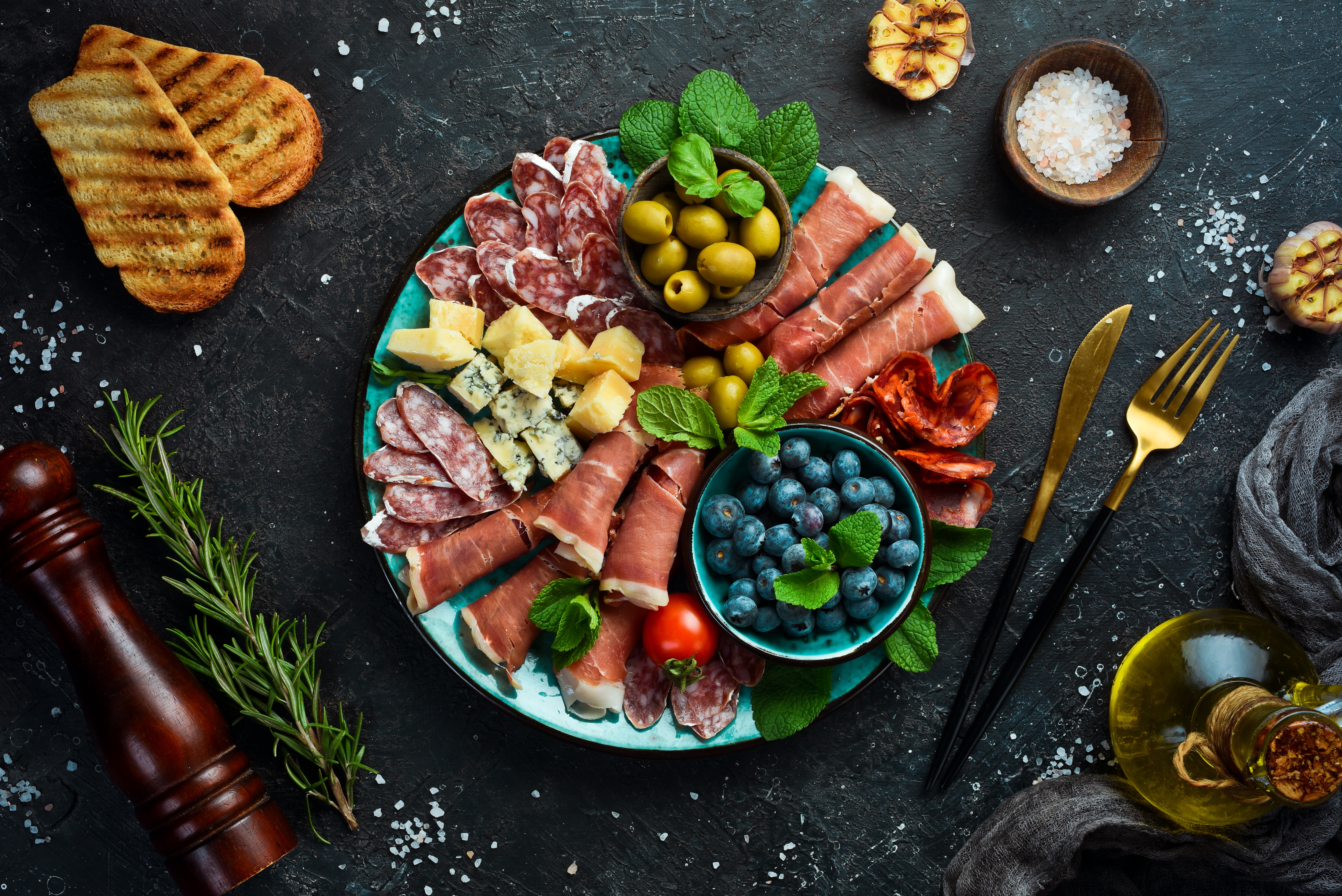 Arranged Food and Objects