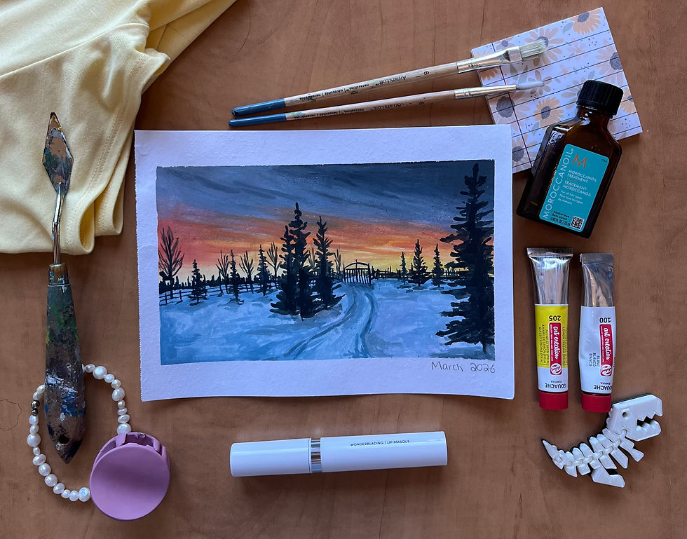 March favorites and a gouache painting of a March photo