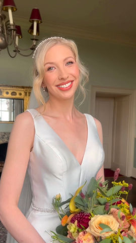 Classic blush Bridal glam incorporating autumnal colours and a classis low Chignon, dumfries and annan Kinmount House