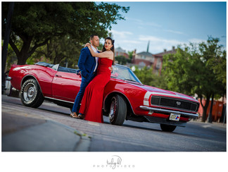 El Paso Engagement Photo Session with Classic Car - Emily & Luis