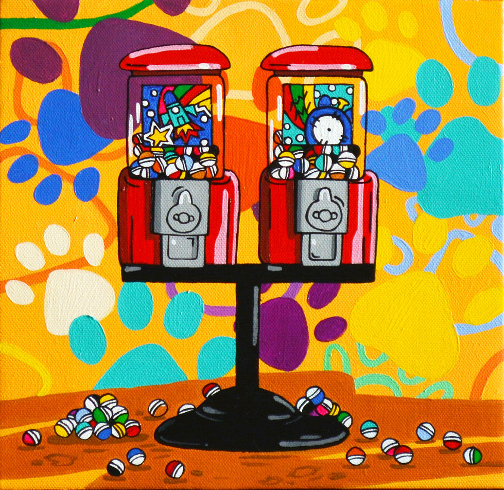 Recollection_capsule toy _22.0 x 22.0_oil on canvas_2023