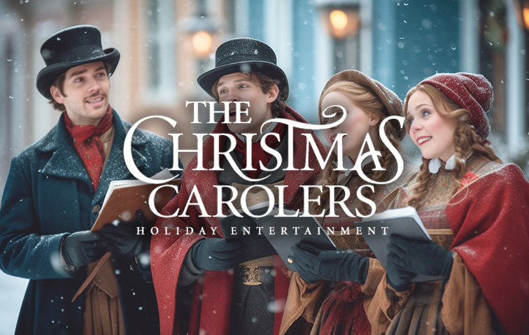 The Christmas Carolers singing in Victorian costumes