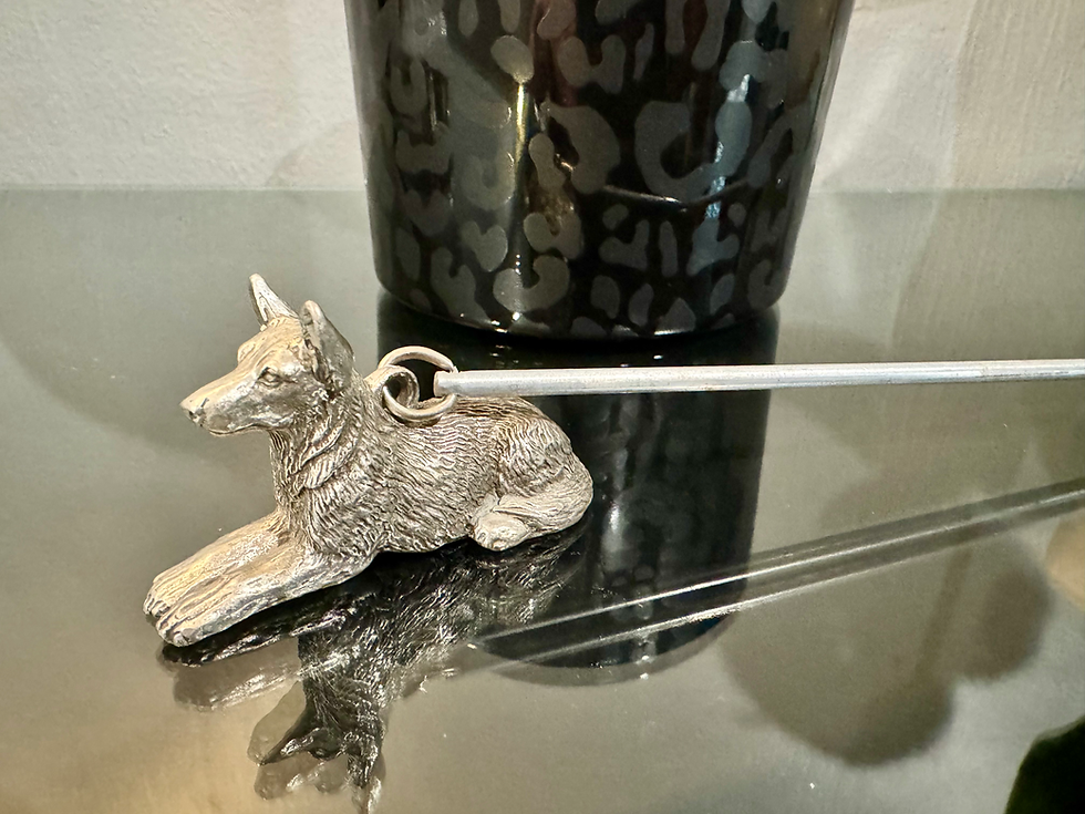 Thumbnail: vintage pewter german shepard candle snuffer