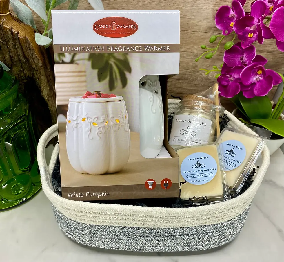 Thumbnail: Pumpkin Thanksgiving Fall Holiday home decor gift basket for home fragrance by Decor and Wicks