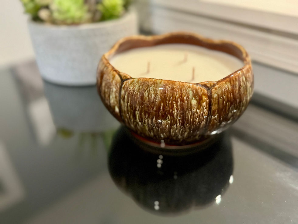 Thumbnail: vintage ceramic bowl filled with extra large scented soy candle