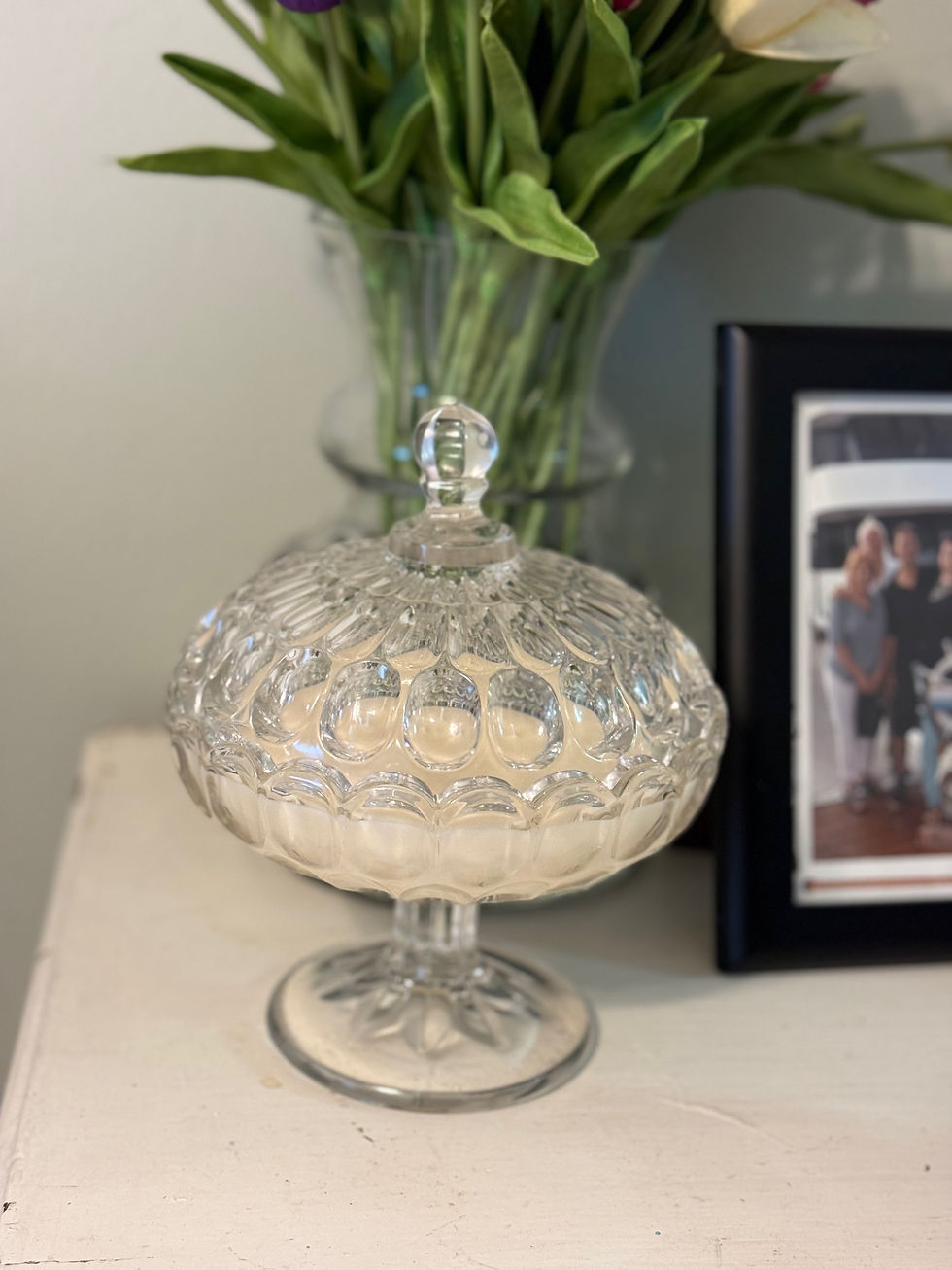 Thumbnail: vintage soy candle candy dish with lid
