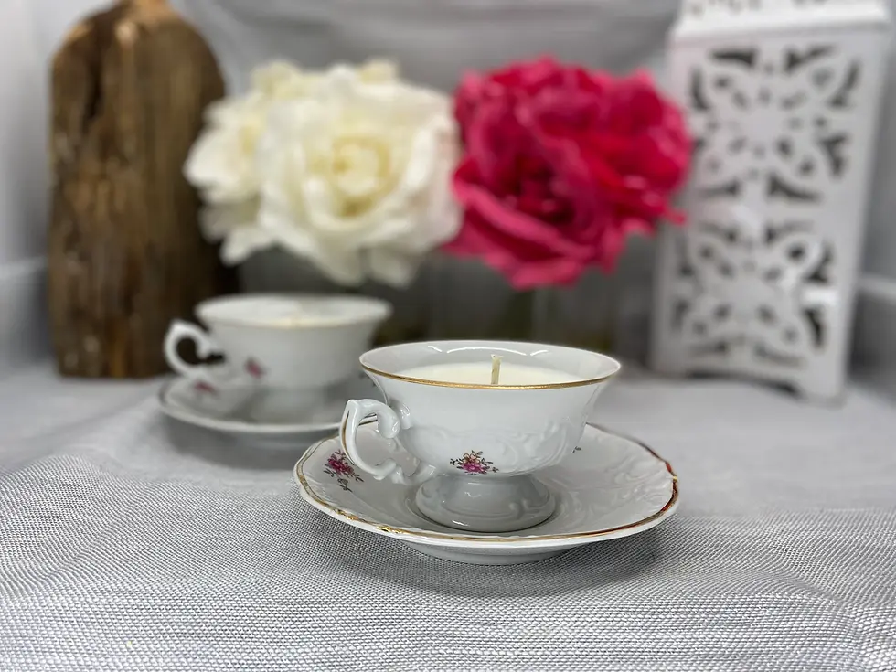 Thumbnail: Decor and Wicks candles online vintage tea cup candles natural soy phthalate free