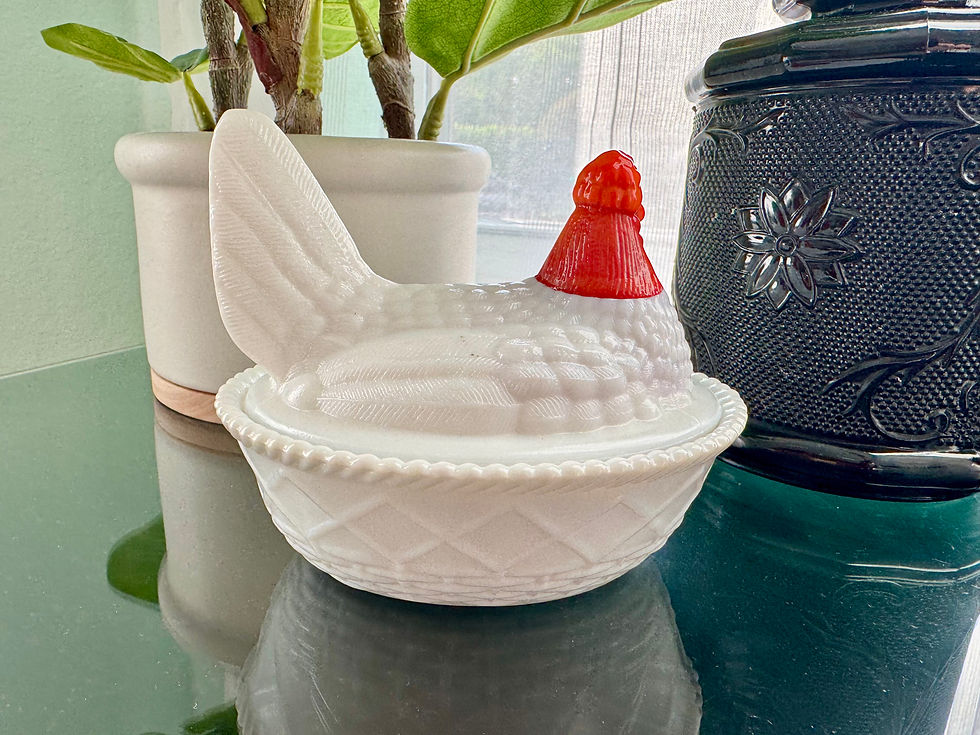 Thumbnail: Vintage 5" Westmoreland Milk Glass Hen‑on‑Nest Candle