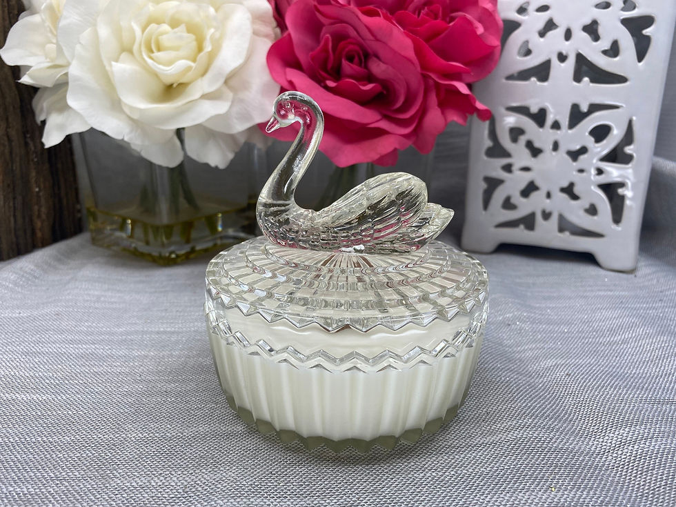 Thumbnail: Decor and Wicks candles highly scented clean soy candles vintage Jeannette glass swan trinket dish 1930s