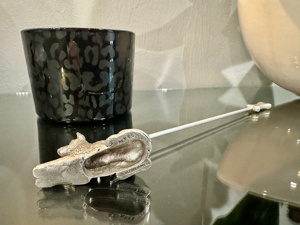 Thumbnail: vintage pewter german shepard candle snuffer