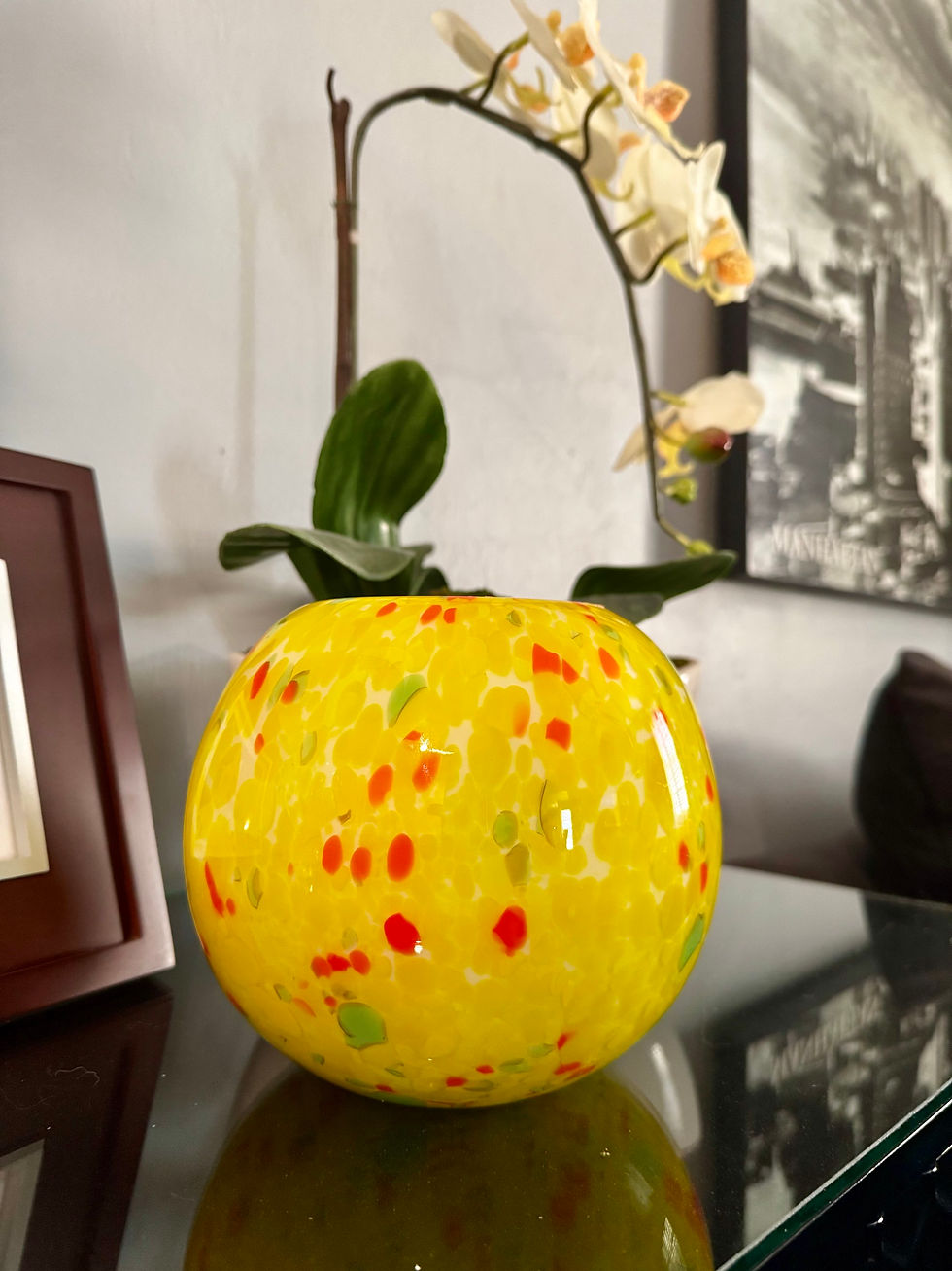 Thumbnail: extra large handblown glass vase filled clean soy candle by DecorAndWicks