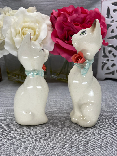 Thumbnail: Vintage Siamese cat figurines, hand painted.  Gift for cat lover, Decor and Wicks candle shop. 