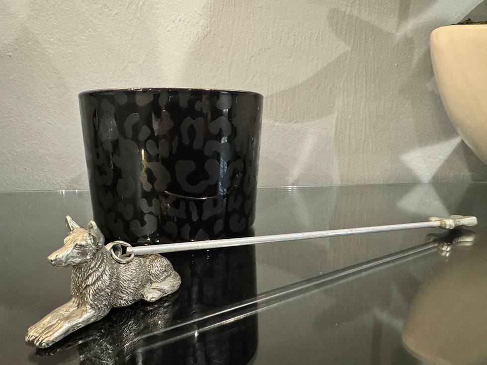 Thumbnail: vintage pewter german shepard candle snuffer