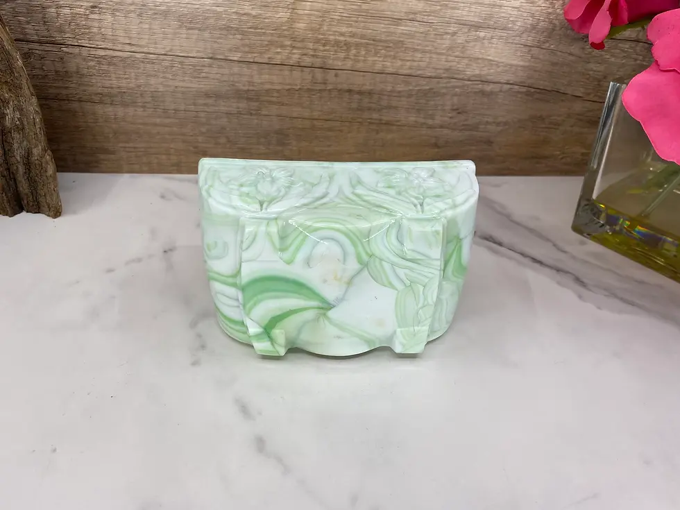 Thumbnail: Vintage Akro Agate green and white slag glass planter #657 Decor and Wicks highly scented soy candle