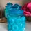 Thumbnail: blue vintage canister glass candle gift for MCM midcentury modern home decor home fragrancee