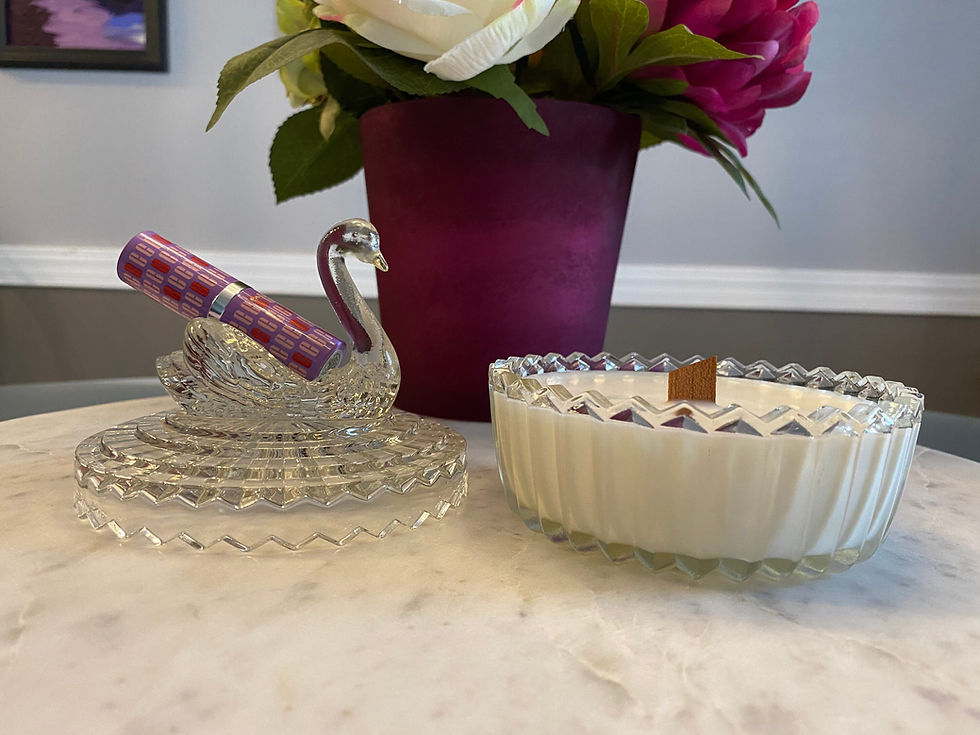 Thumbnail: Decor and Wicks candles highly scented clean soy candles vintage Jeannette glass swan trinket dish 1930s