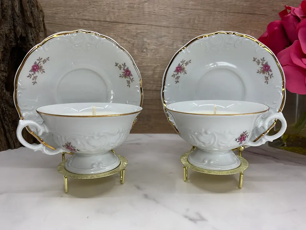 Thumbnail: Vintage Set of Wawel China Tea Rose Tea Cup and Saucer Set,