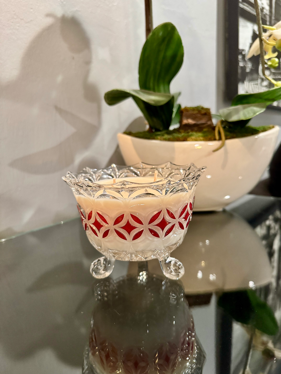 Thumbnail: scented soy candle in vintage glass