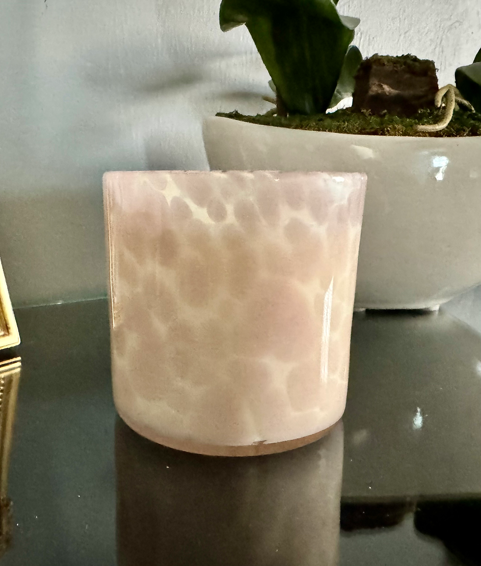 Thumbnail: Decor and Wicks premium all soy highly scented candle pink tortoiseshell glass