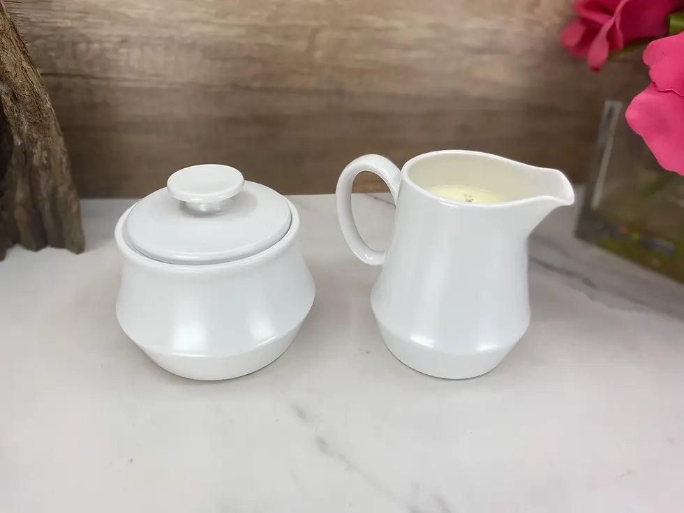 Thumbnail: white modern sleek style home decor cream and sugar serving set