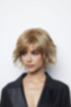 front view of short wavy bob with fringe called Joss