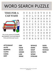 Car wash word search puzzle for kids