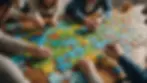 Family working on a large jigsaw puzzle together