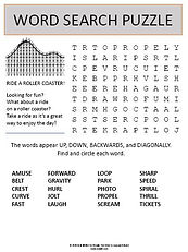 roller coaster word search puzzle