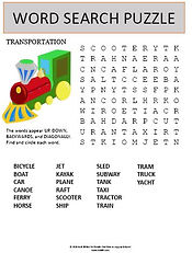 transportation word search puzzle