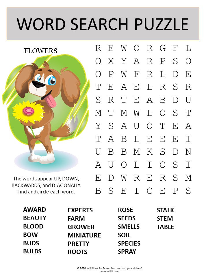 flowers word search