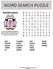 winter coats word search puzzle