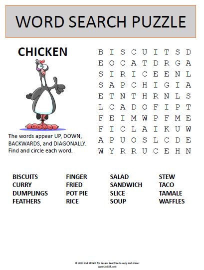 the chicken word search
