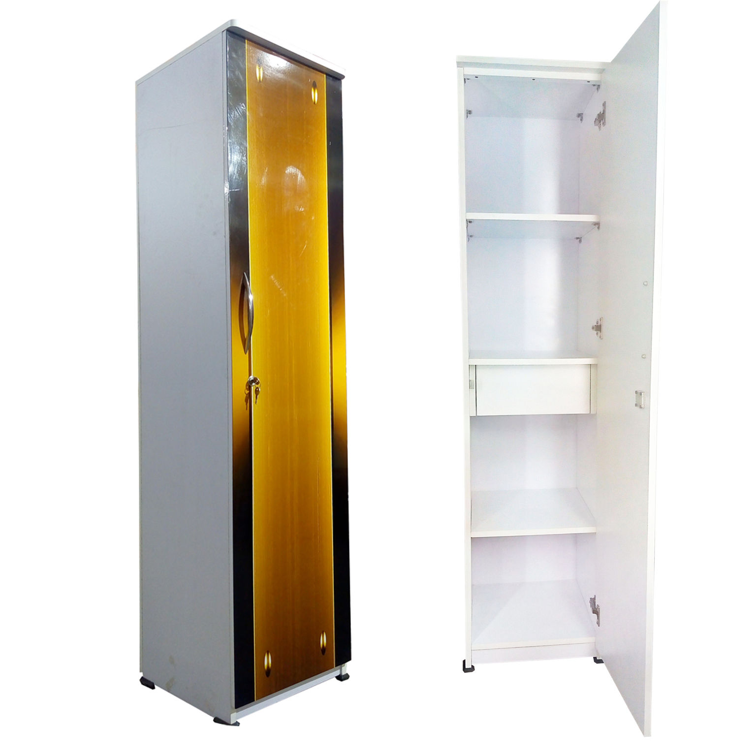 Kids Decor Single Door Wardrobe - Mettalic Gold - Large