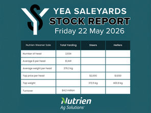 STOCK REPORT: Nutrien Yea Spring Drop Weaner Sale 22 May 2026