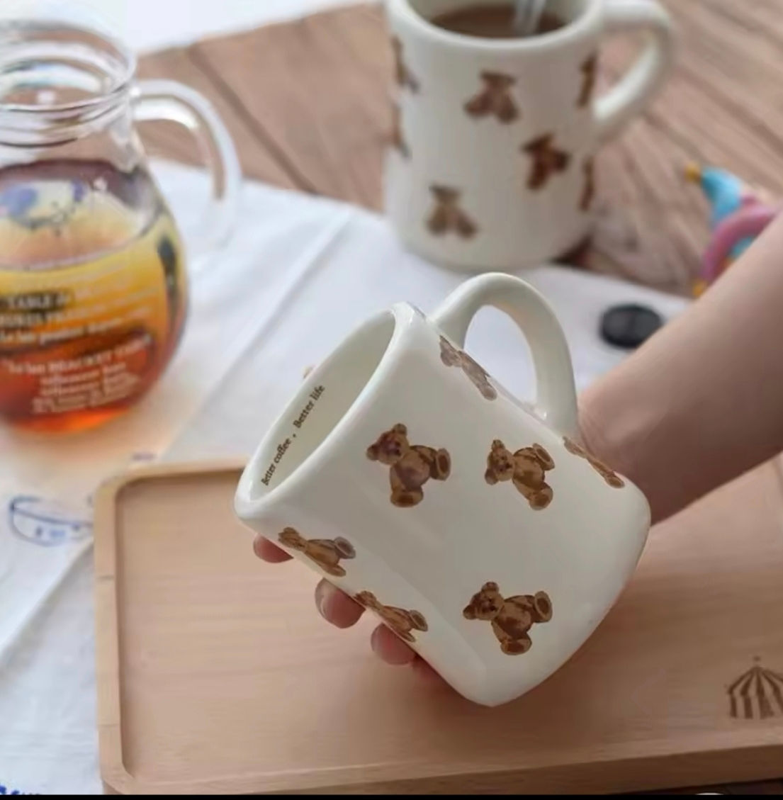 Cute Bear Ceramic Cup with Handle Milk